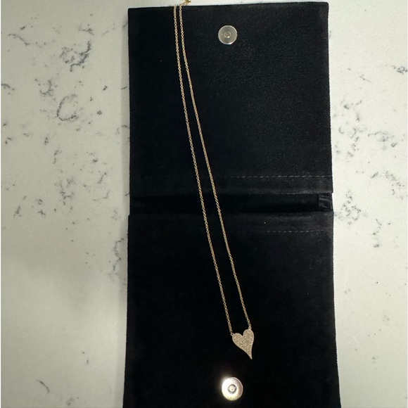 Stephanie Gottlieb Small Pave Heart Necklace in 14K Yellow Gold - Picture 4 of 9